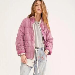 Free People Quilted Dolman Jacket Daphne Pink